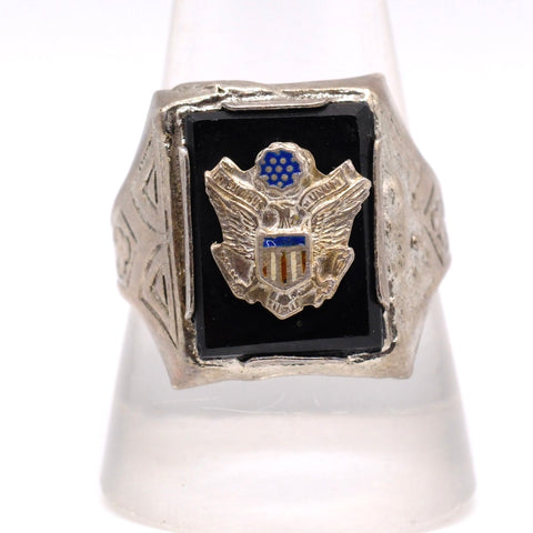 Vintage Sterling Military Signet Ring 11