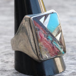 Vintage Sterling Inlay Ring 11.75