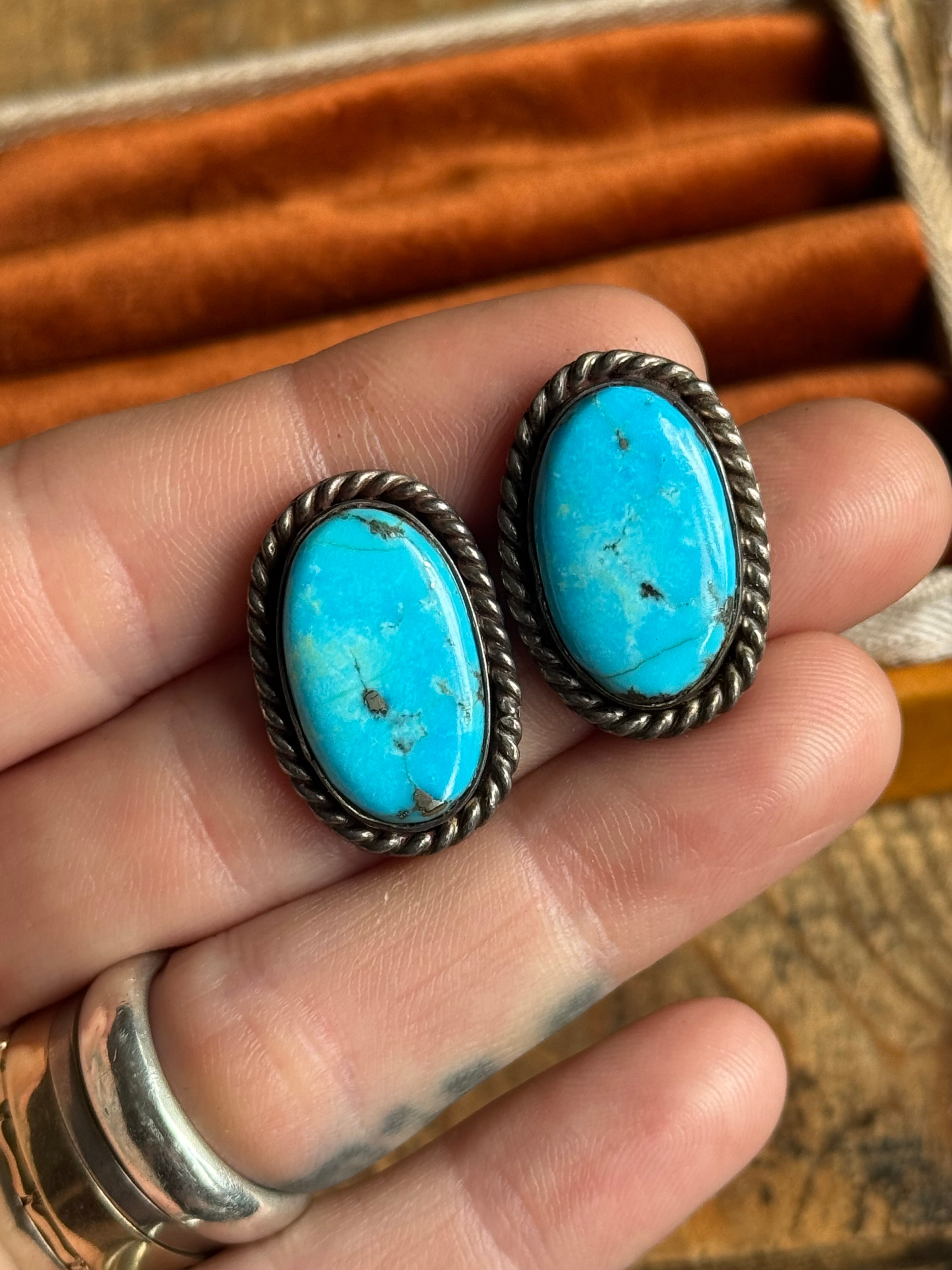 Vintage Sterling Silver Turquoise Earrings