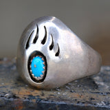 Vintage Sterling Turquoise Bear Claw Ring 10.5