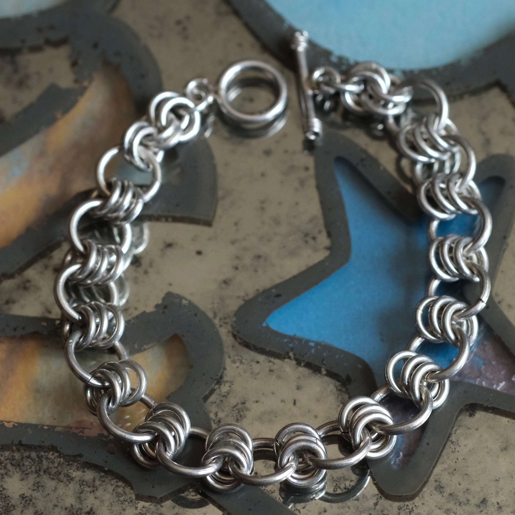 Vintage Sterling Silver Fancy Link Chain Bracelet 8"