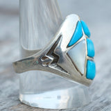 Vintage Sterling Turquoise and Mother Of Pearl Inlay Ring 11.25
