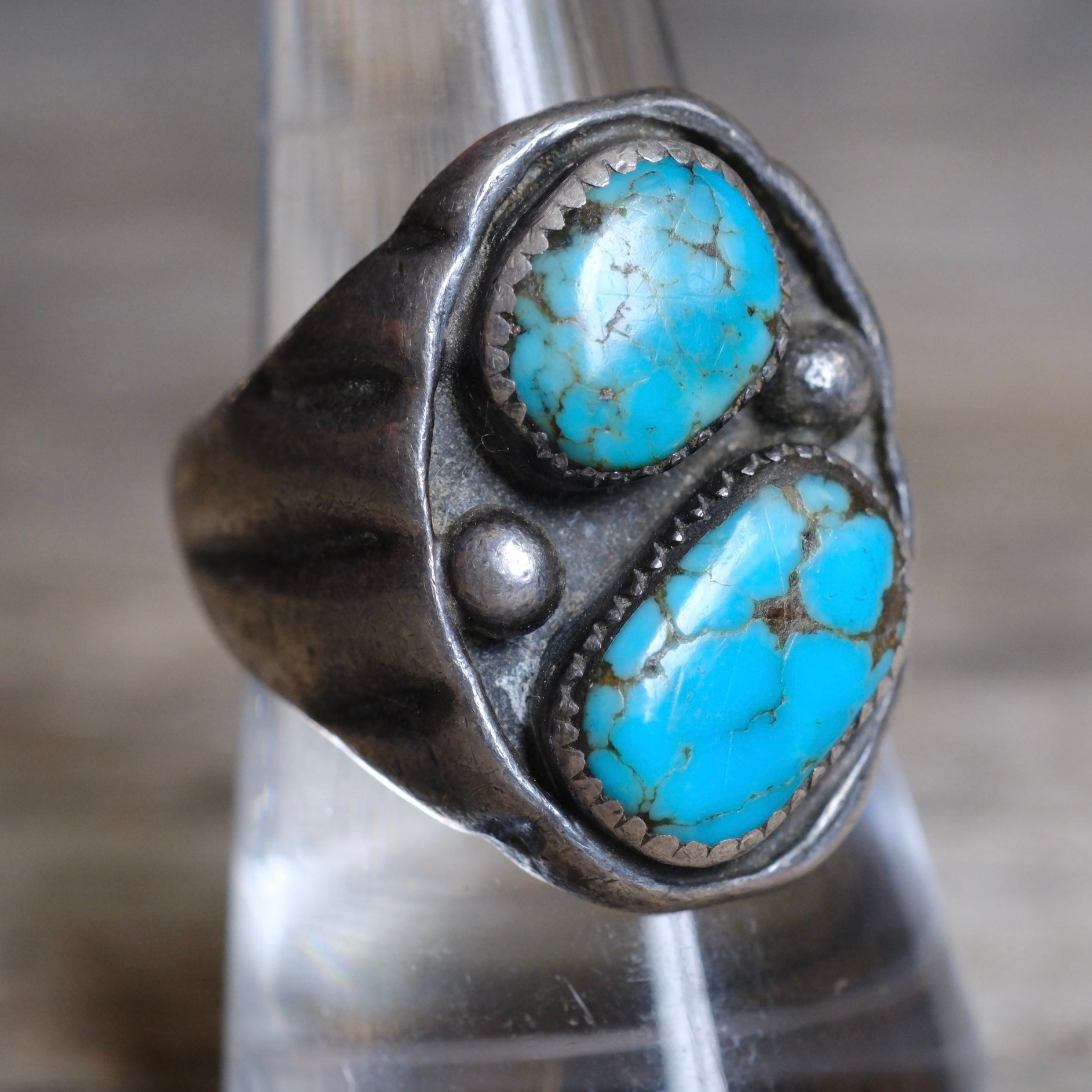 Vintage Sterling 2-Stone Turquoise Ring 9