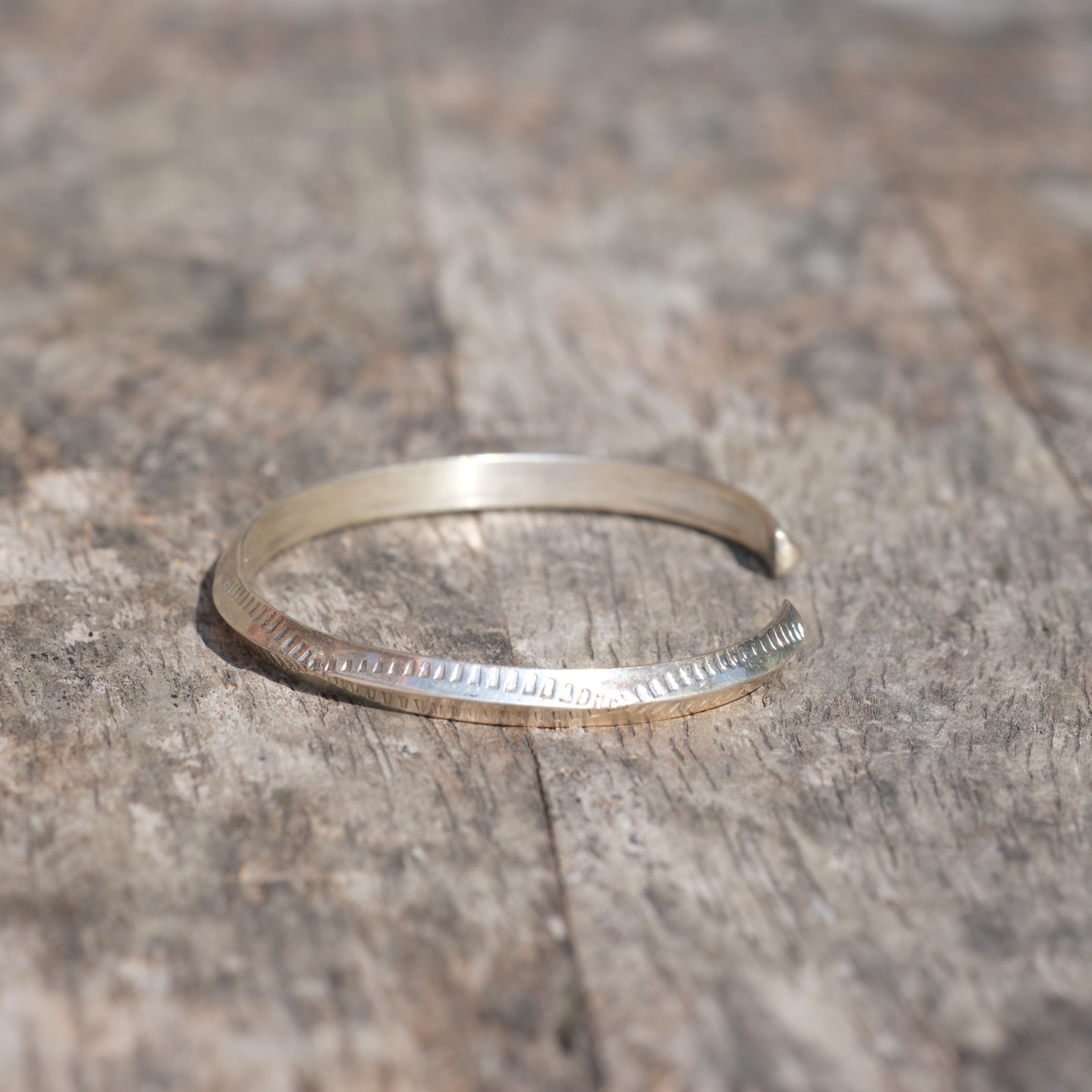 Vintage Sterling Silver Arch Stamped Triangle Cuff