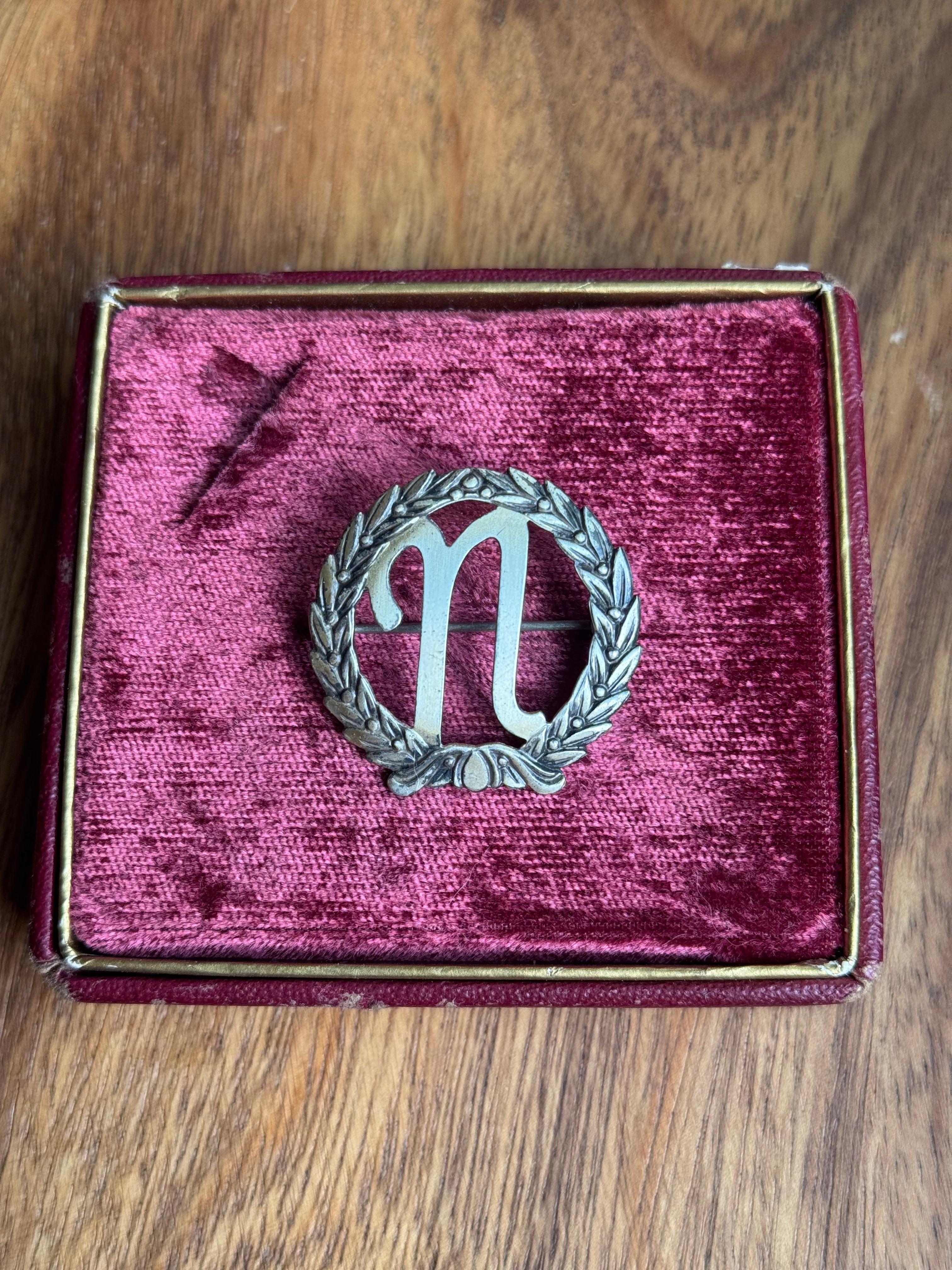 Vintage Sterling Silver Gold Toned ’N’ Initial Pin