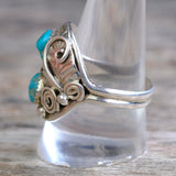 Vintage Sterling 2-Stone Turquoise Ring 10.25