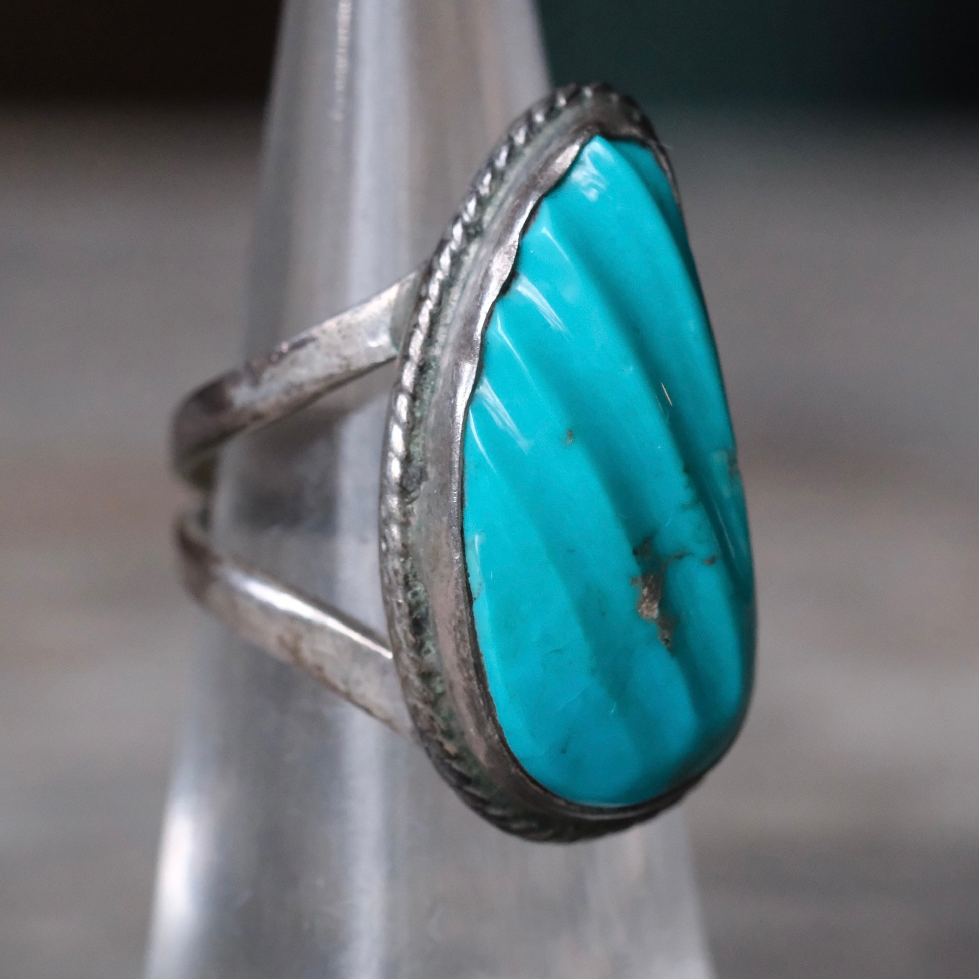 Vintage Sterling Turquoise Ring 5.25