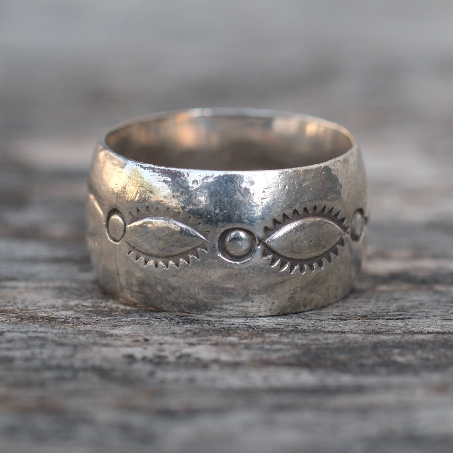 Vintage Sterling Silver Stamped Wide Band Ring 6.25