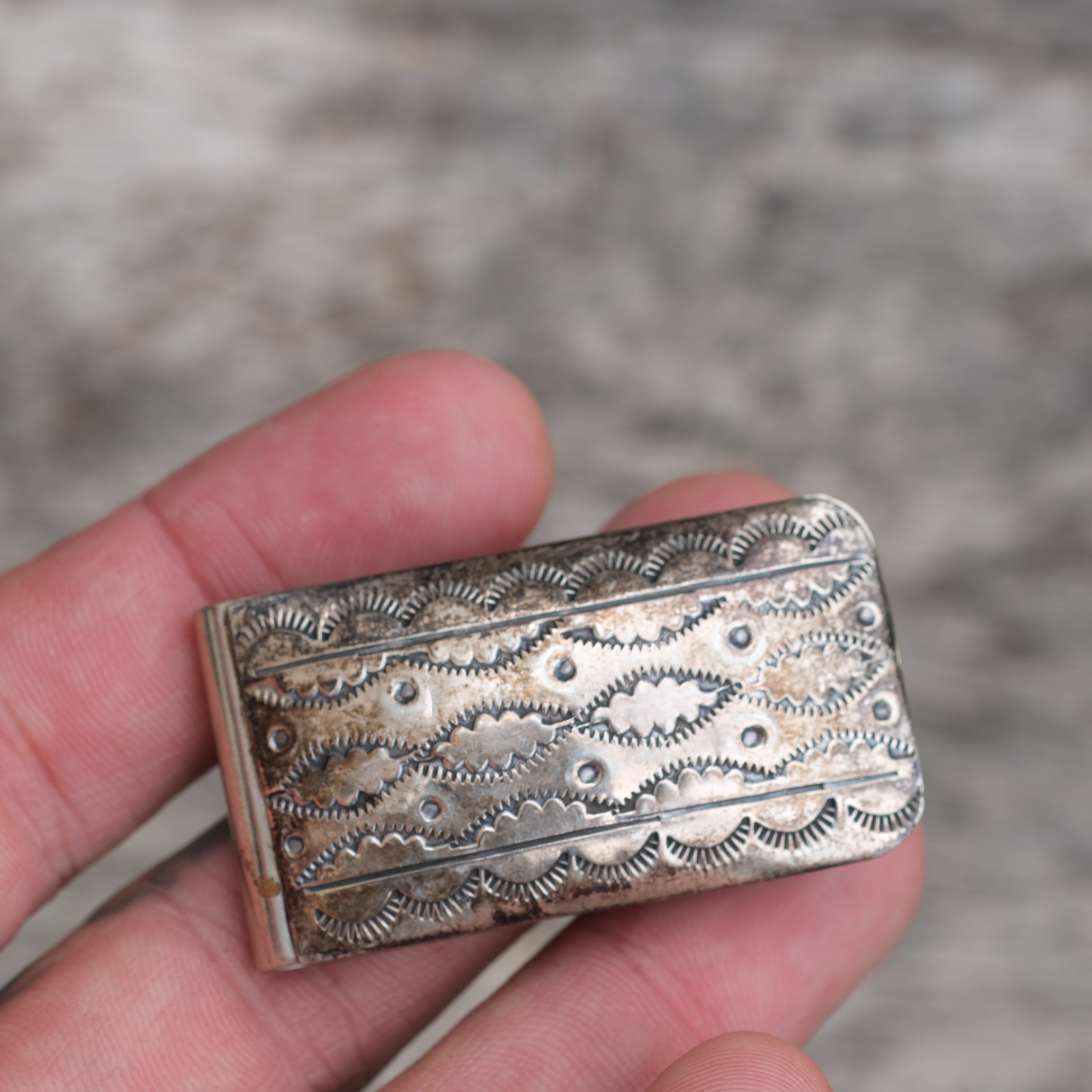 Vintage Sterling Overlay Stamped Moneyclip Signed
