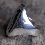 Vintage Sterling Inlaid Blue Jay Ring 11.5