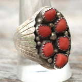 Vintage Sterling Coral Cluster Ring 11