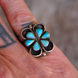 Vintage Sterling Turquoise Cluster Ring 6