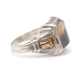 Vintage Sterling Agate Signet Ring 11.5