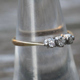 Vintage 18K Gold and Platinum 3-Stone Diamond Ring 7.25