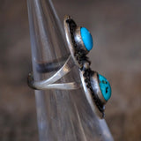 Vintage Sterling Double Turquoise Ring 3.25