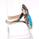 Vintage Sterling Turquoise Feather Ring 8.75