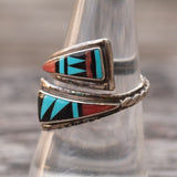 Vintage Sterling Multistone Inlay Overpass Ring 7