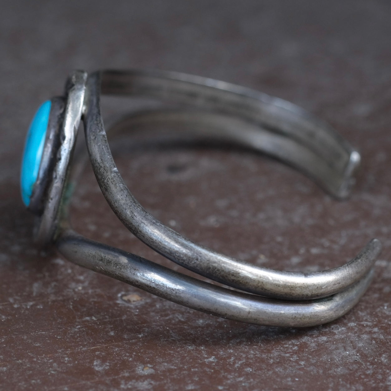 Vintage Sterling Turquoise Roper Cuff