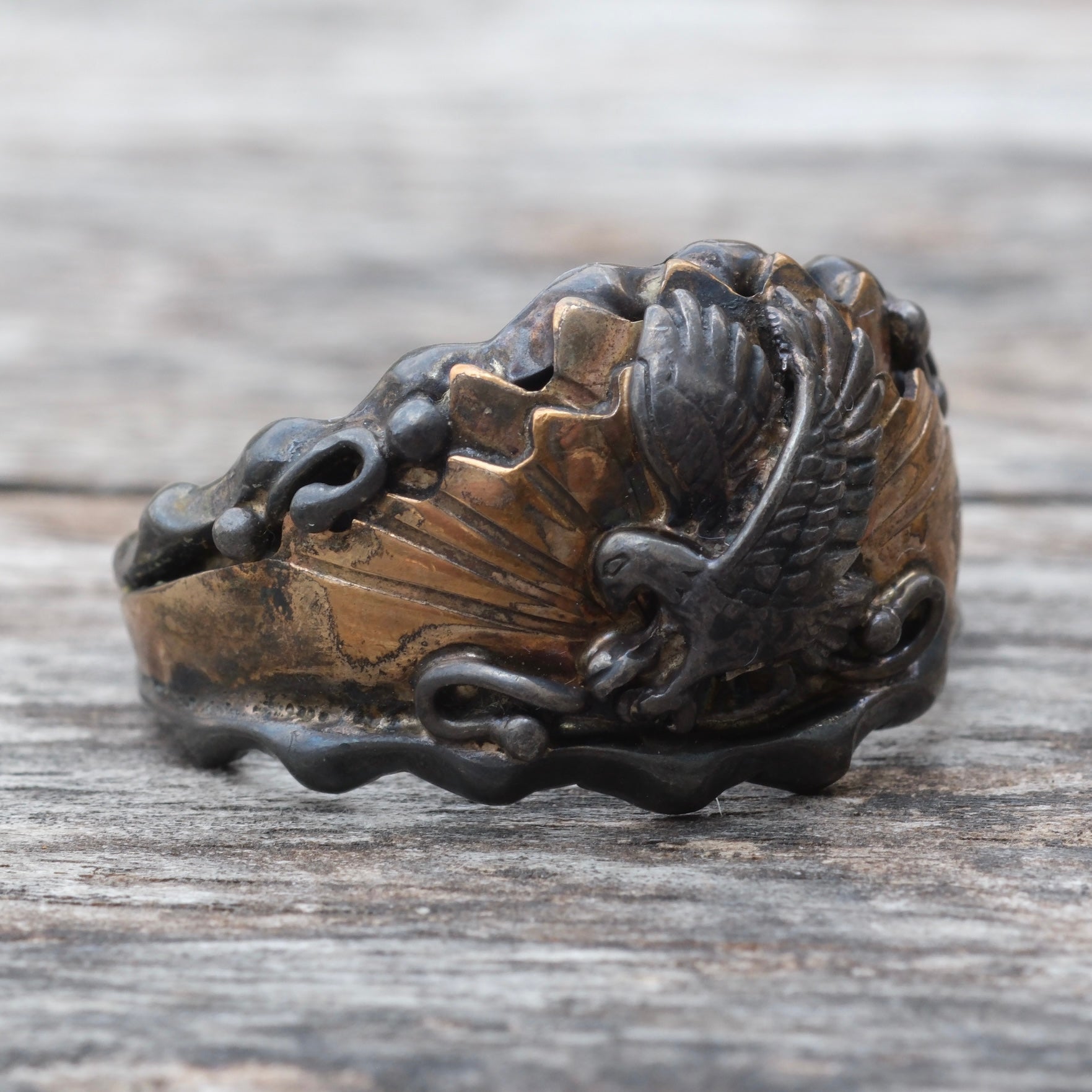 Vintage Sterling and Copper Eagle Ring 14