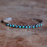 Vintage Sterling Snake Eye Turquoise Cuff Bracelet 6.5"