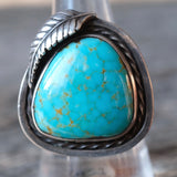 Vintage Sterling Turquoise Feather Ring 9