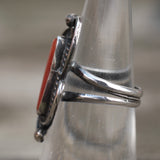 Vintage Sterling Coral Ring 5.5