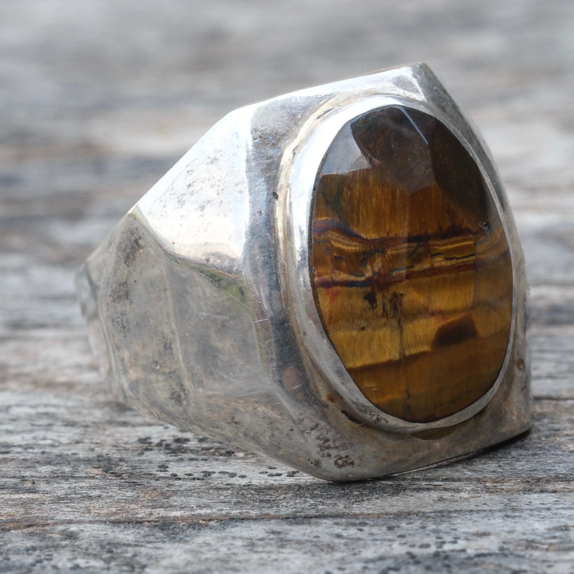 Vintage Sterling Onyx Signet Ring 12.5