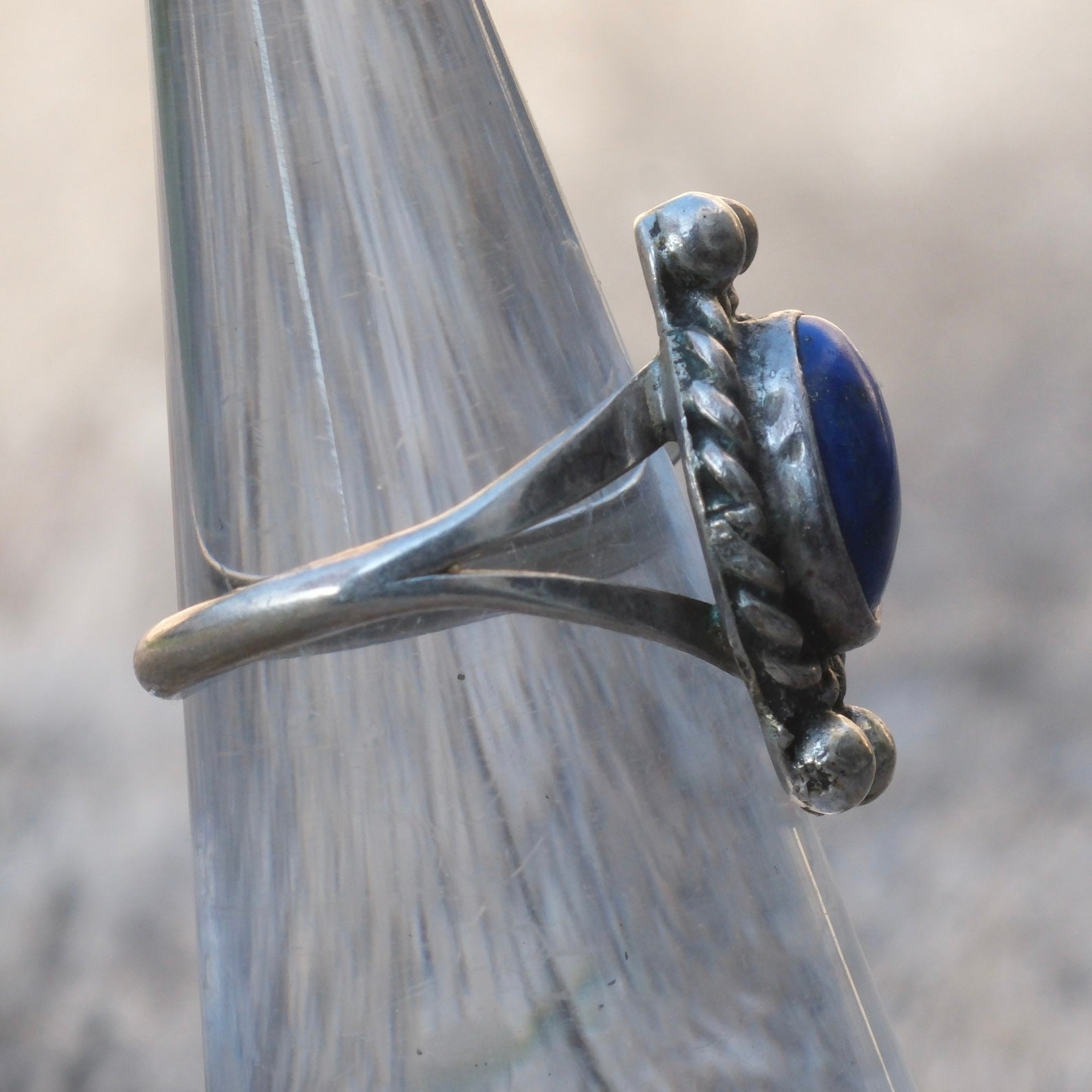 Vintage Sterling Lapis Ring 4.75