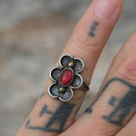 Vintage Sterling Tigers Eye Floral Ring 4.25