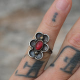 Vintage Sterling Tigers Eye Floral Ring 4.25