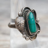 Vintage Sterling Turquoise Feather Ring 7