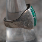 Vintage Sterling malachite Inlay Ring 8.5