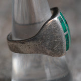 Vintage Sterling malachite Inlay Ring 8.5