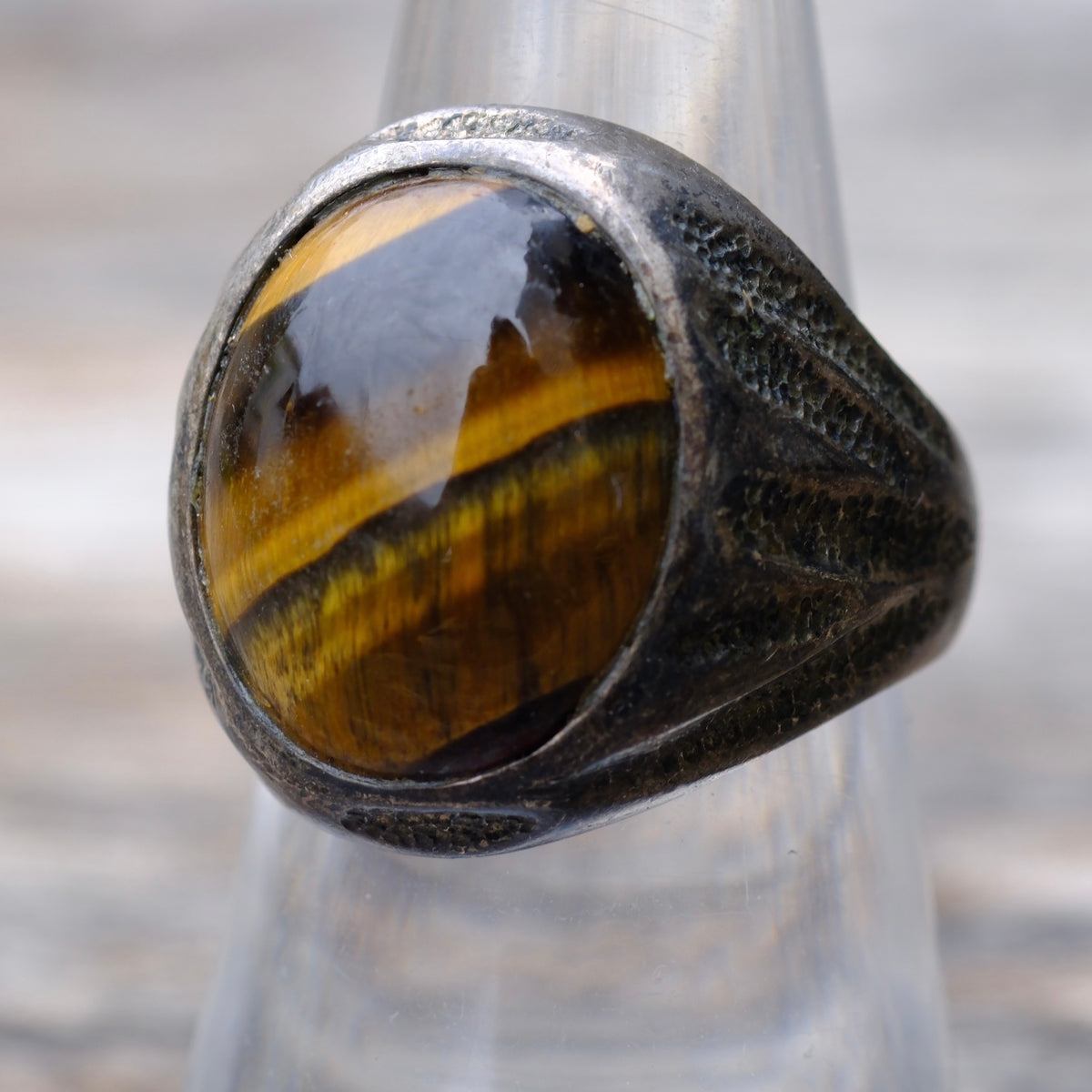 Vintage Sterling Tigers Eye Ring 7.75