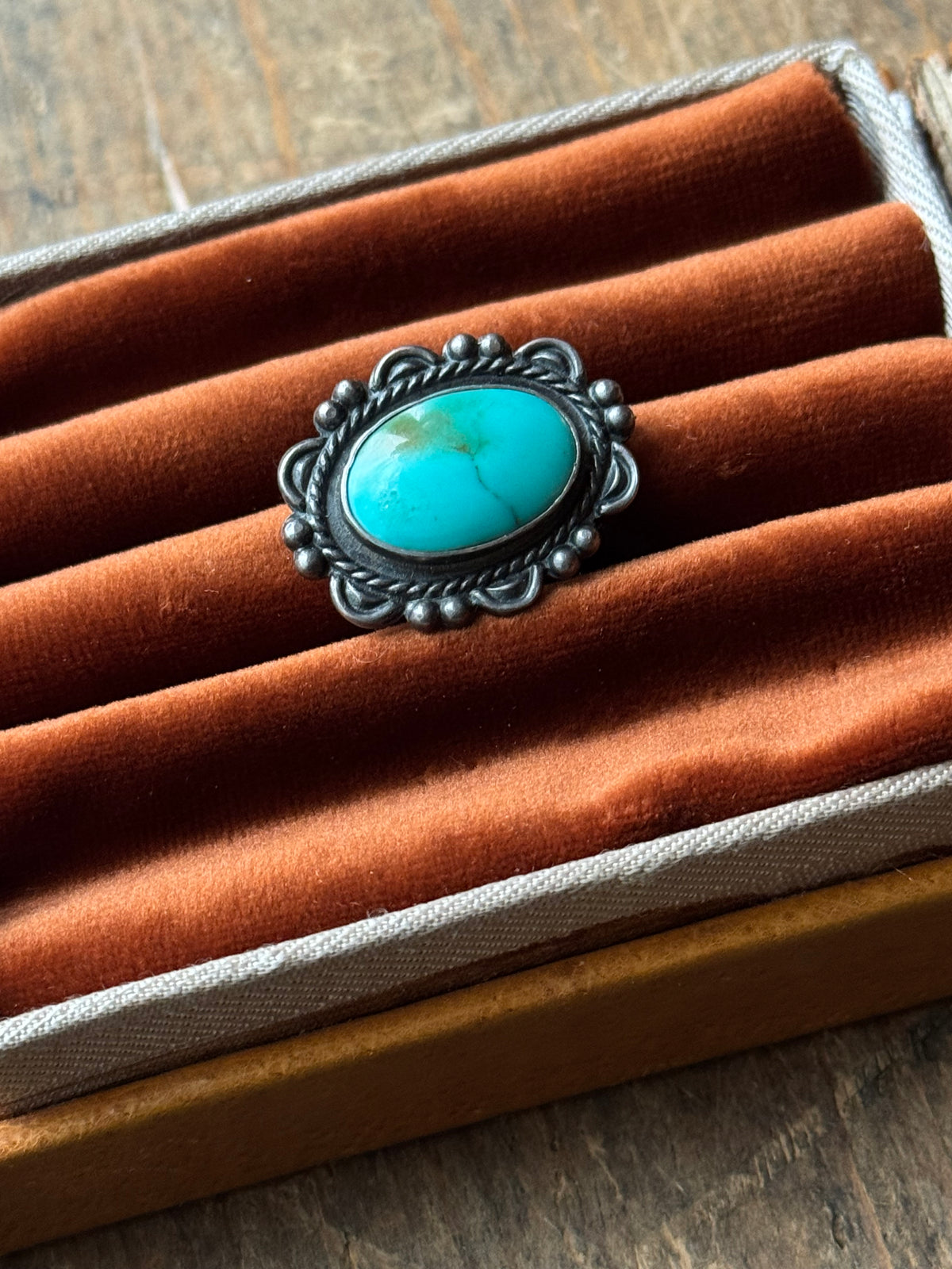 Vintage Sterling Silver Turquoise Framed Pin