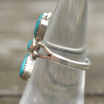 Vintage Sterling Turquoise Cluster Ring 5.5