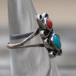 Vintage Sterling Turquoise and Coral Ring 5