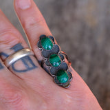 Vintage Sterling Malachite Florette Ring 7