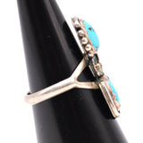 Vintage Sterling 2-Stone Turquoise Blossom Ring 5.75