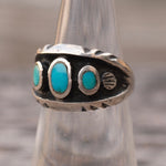 Vintage Sterling Turquoise Inlay Band 5.25