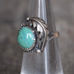 Vintage Sterling Turquoise Feather Ring 4.5