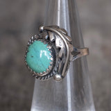 Vintage Sterling Turquoise Feather Ring 4.5