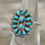 Vintage Sterling Turquoise Cluster Ring 6