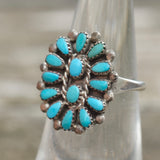 Vintage Sterling Turquoise Cluster Ring 6