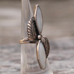 Vintage Sterling Mother Of Pearl Feather Ring 4.5