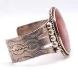 50's Vintage Agate Stamped Cuff Bracelet
