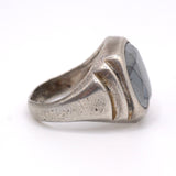 Vintage Sterling Hematite Signet Ring 4.75