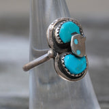 Vintage Sterling Effie Turquoise Snake Ring 6.5