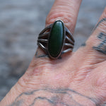 Vintage Sterling Jadeite Ring 6.5