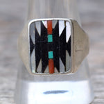 Vintage Sterling Zuni Inlay Dishta Ring 11